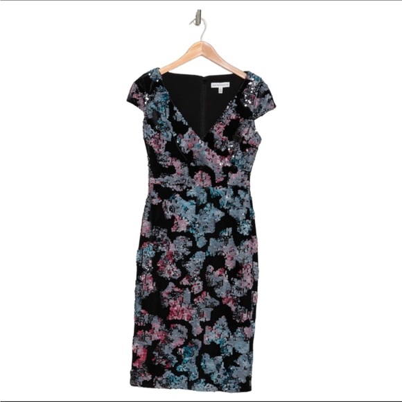 DRESS THE POPULATION Sequin Velvet Sheath Dress, XS, NWT - Picture 4 of 8